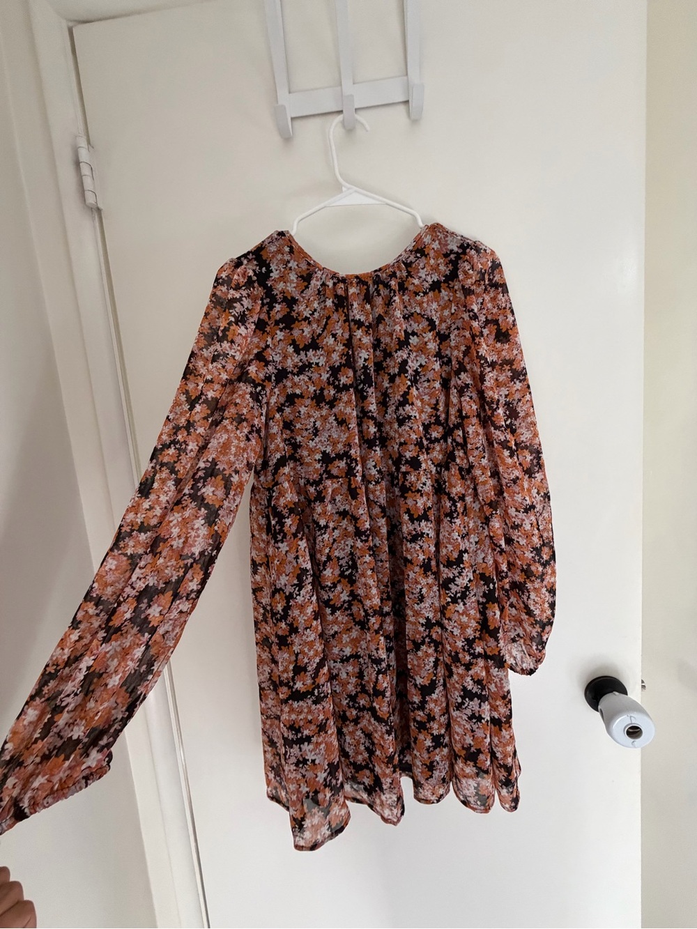 Sanctuary Women's Floral Long-Sleeve Peasant Blouse dress - Pink/Brown
